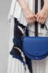 Italian-leather saddle bag with snap-hook hardware, Blue