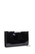 Patent-leather clutch with detachable chain strap, Black