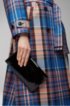 Patent-leather clutch with detachable chain strap, Black