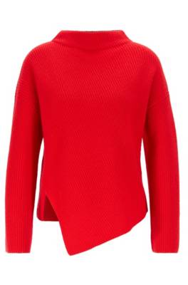 HUGO BOSS RELAXED-FIT CASHMERE SWEATER WITH ASYMMETRICAL FRONT 