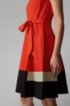 Sleeveless dress in satin-touch cotton with tie belt, Orange