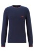 Structured-knit sweater in organic cotton with tipping stripes, Dark Blue