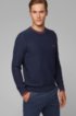 Structured-knit sweater in organic cotton with tipping stripes, Dark Blue