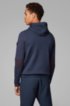 Hooded knitted jacket with logo zip and mesh details, Dark Blue
