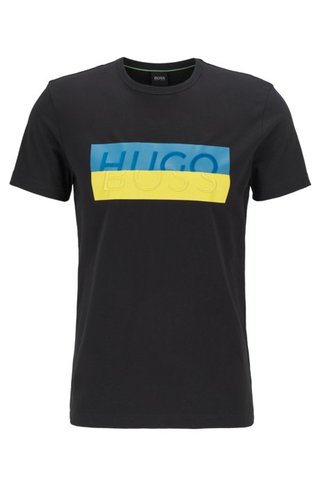 Cotton T-shirt with new-season logo, Black