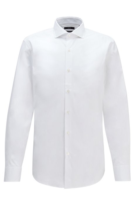 Slim-fit shirt in stretch-cotton poplin, White