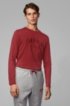 Long-sleeved cotton T-shirt with curved logo embroidery, Dark pink