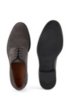 Italian-made Derby shoes in suede with monogrammed sole, Dark Grey