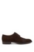 Italian-made Derby shoes in suede with monogrammed sole, Dark Brown