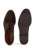 Italian-made Derby shoes in suede with monogrammed sole, Dark Brown