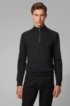 Zip-neck sweatshirt in a moulin&eacute; cotton blend, Black