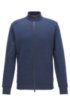 Zip-through sweatshirt in a moulin&eacute; cotton blend, Dark Blue