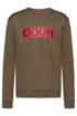 Regular-fit sweatshirt with reverse-logo print, Dark Green