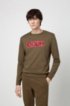 Regular-fit sweatshirt with reverse-logo print, Dark Green