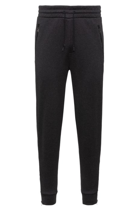 Regular-fit jogging trousers in cotton with zipped hems, Grey