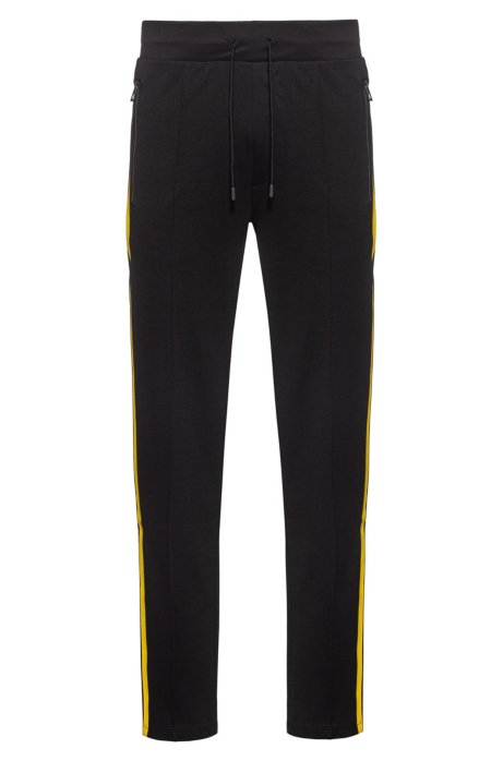 Relaxed-fit jogging trousers with printed side stripes, Black