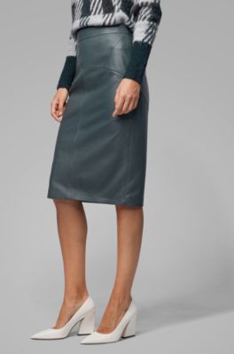 Regular-fit pencil skirt in lamb leather