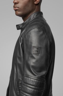 boss men's leather jacket sale