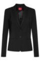 Regular-fit jacket in crease-resistant stretch wool, Black