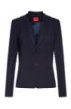 Regular-fit jacket in crease-resistant stretch wool, Dark Blue