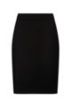 High-waisted pencil skirt in worsted stretch virgin wool, Black