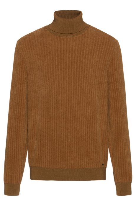Unisex sweater with corduroy structure, Light Brown