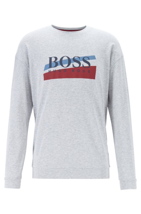 Loungewear sweatshirt with two-tone abstract logo, Grey