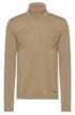 Slim-fit turtleneck sweater with structured panel, Beige