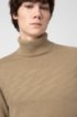 Slim-fit turtleneck sweater with structured panel, Beige