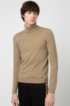 Slim-fit turtleneck sweater with structured panel, Beige