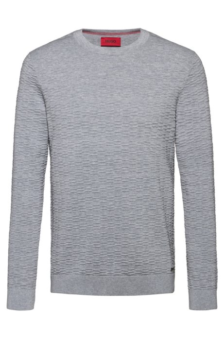Lightweight cotton sweater with ottoman structure, Grey