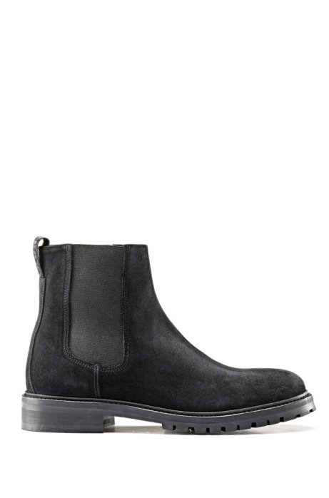 Suede Chelsea boots with lug sole, Black