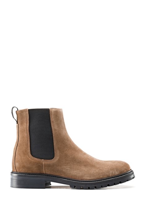 Suede Chelsea boots with lug sole, Brown