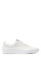Tennis-inspired grainy-leather trainers with logo-jacquard tape, White