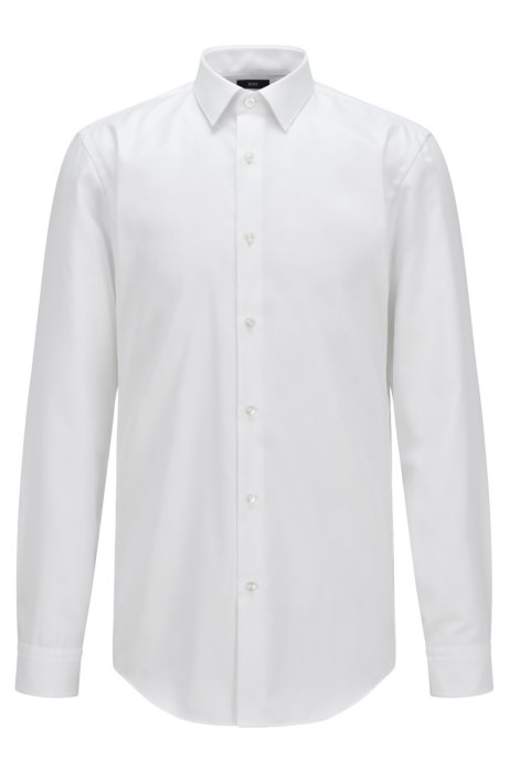 Slim-fit shirt in pinpoint cotton with Fresh Active finish, White