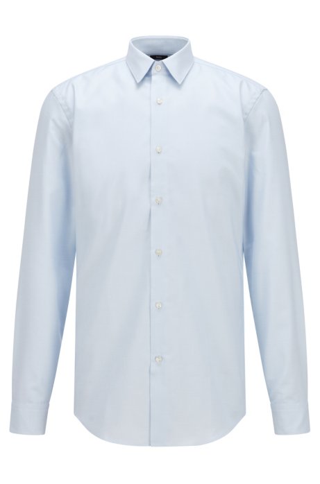 Slim-fit shirt in pinpoint cotton with Fresh Active finish, Light Blue