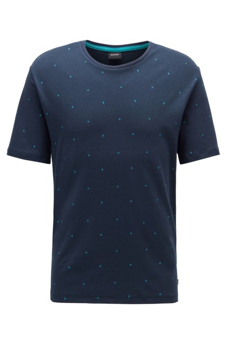 Monogram pyjama T-shirt in interlock cotton, Dark Blue