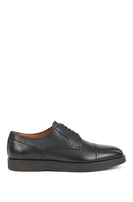 Grained-leather Derby shoes with monogram-embossed soles, Black