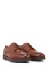 Grained-leather Derby shoes with monogram-embossed soles, Brown