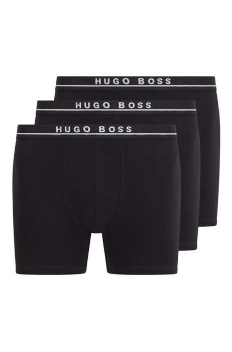 Three-pack of jersey boxer briefs with logo waistbands, Black