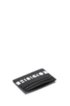 Reverse-logo card holder in rubberised Italian leather, Black
