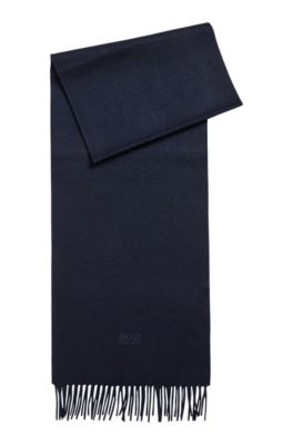 Italian-cashmere scarf with tonal logo embroidery