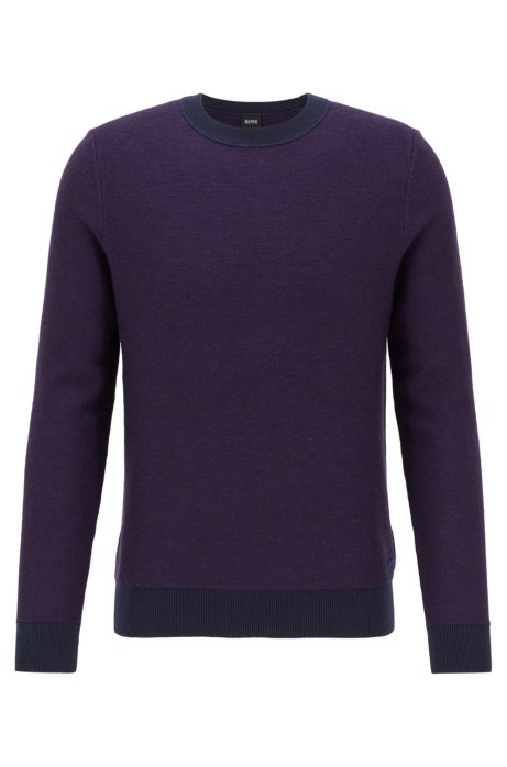 Lightweight sweater in a cotton blend with contrast details, Dark Purple