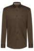Slim-fit shirt in easy-iron Oxford cotton, Dark Green