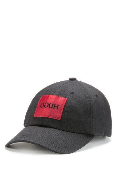 Cotton-twill cap with reverse-logo badge, Black
