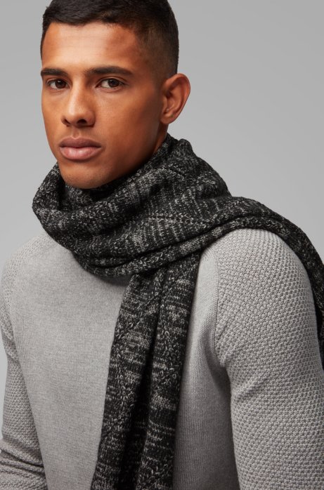 Boss Knitted Scarf With Mouline Argyle Pattern