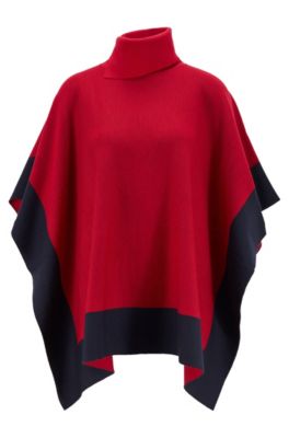 BOSS - Colour-block poncho in virgin wool