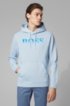 Hooded sweatshirt with flocked logo and woven details, Light Blue