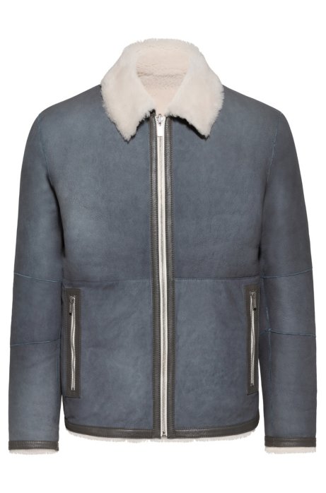 Reversible jacket in lambskin and shearling, Dark Grey