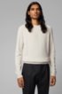 Regular-fit sweater in cashmere with crew neckline, White